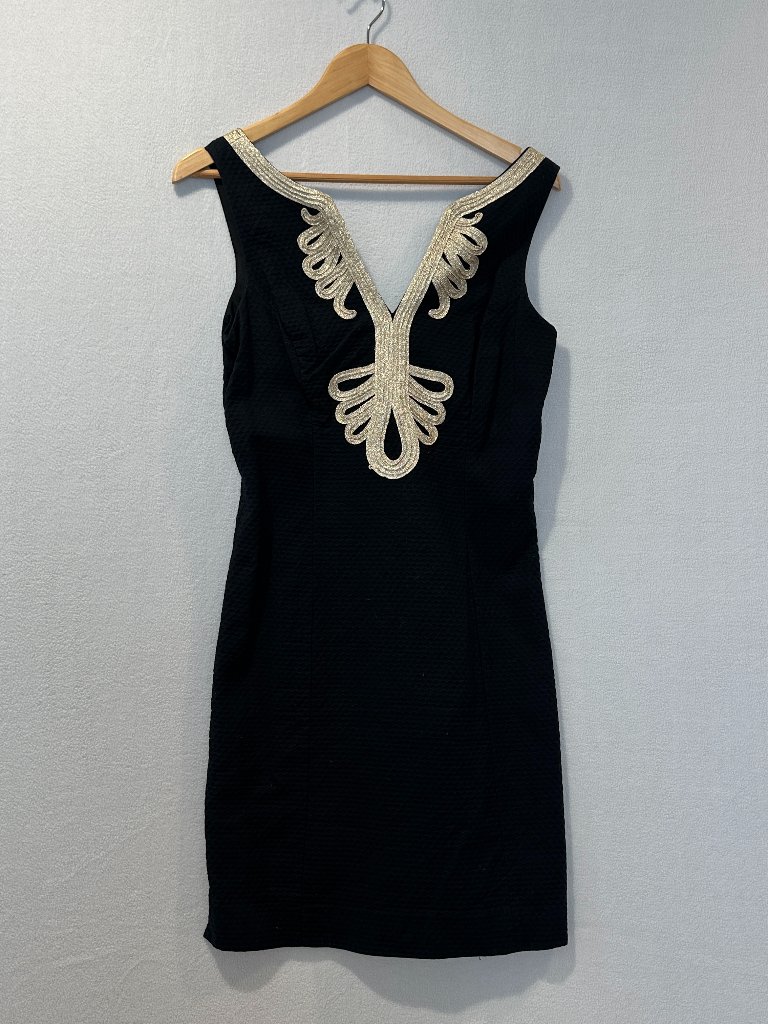 Lilly Pulitzer Womens Black And Gold Dress Size 6